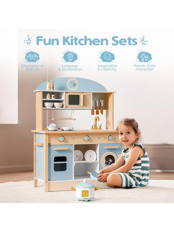 ROBUD Kinderküche Spielküchenset aus Holz für Kinder mit viel Zubehör