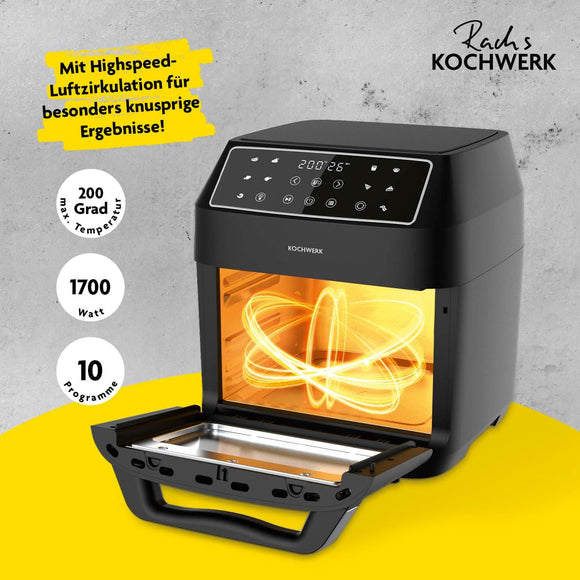Rachs KOCHWERK Heißluftofen 12L Heißluftfritteuse Backofen Touch 10 Programme