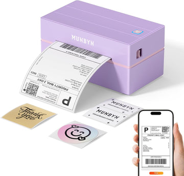 MUNBYN Etikettendrucker Bluetooth Label Printer 4x6 Thermodrucker ITPP130B Lila