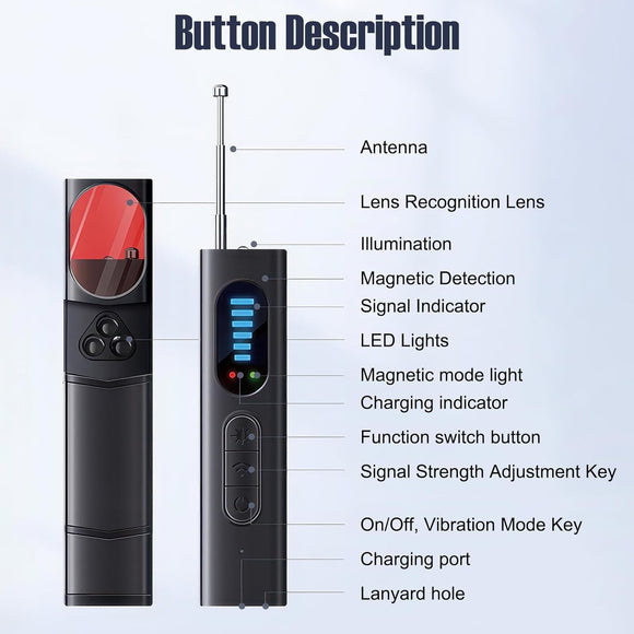 Kameradetektor für Anti Spionage Wanzen RF-Signal-Detektor Wireless 5 Stufen