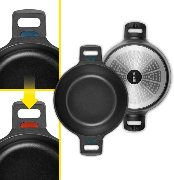 N8WERK Kochtopf Induktion Topf Glasdeckel Suppentopf Aluguss Temperaturanzeige