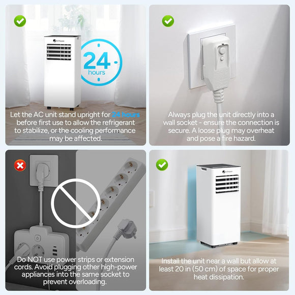 DR.PREPARE Mobiles Klimagerät 7000 BTU 4 in 1 Mobile Klimaanlage Fernbedienung