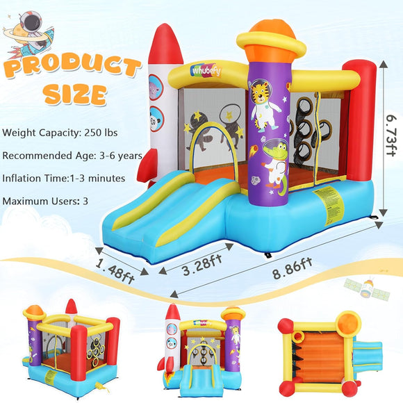 Hüpfburg Springburg für Kinder mit Rutsche 270 x 180 cm mit Gebläse Party Feier