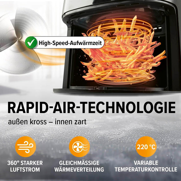 MAXXMEE Heißluft-Fritteuse Digital 3L Heißluftofen, Grill & Fritteuse 1300W