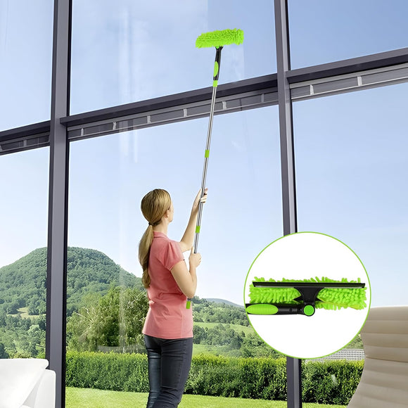 4m Fensterreiniger mit Langem Griff 2-in-1 Set Glaswischer Verstellbar