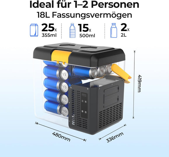 BougeRV CRH Kompressor Kühlbox 18L Griff Tragbar 230V Kühlschrank Auto Camping