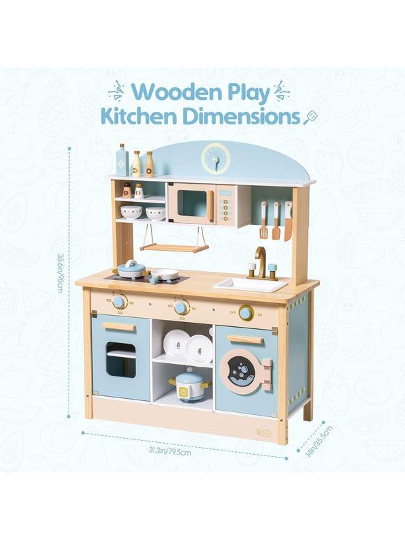 ROBUD Kinderküche Spielküchenset aus Holz für Kinder mit viel Zubehör