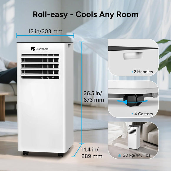 DR.PREPARE Mobiles Klimagerät 7000 BTU 4 in 1 Mobile Klimaanlage Fernbedienung