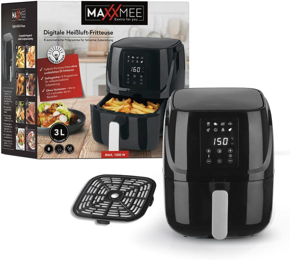 MAXXMEE Heißluft-Fritteuse Digital 3L Heißluftofen, Grill & Fritteuse 1300W