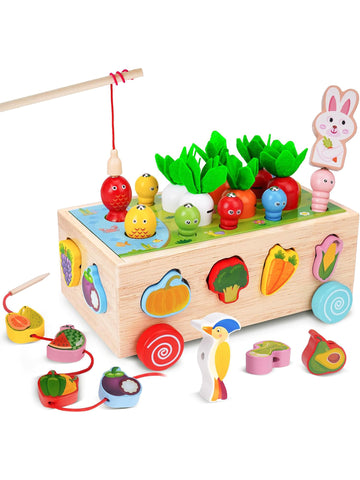 Montessori Lern-Spielzeug Koordination Kinder Baby 8-in-1 Holzspielzeug Bauernhof