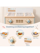 ROBUD Spielküchenofen für Kinder Kinderofen aus Holz mit Zubehör Cupcakes Pizza-4