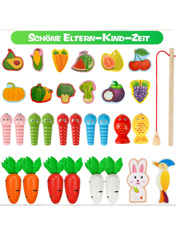 Montessori Lern-Spielzeug Koordination Kinder Baby 8-in-1 Holzspielzeug Bauernhof
