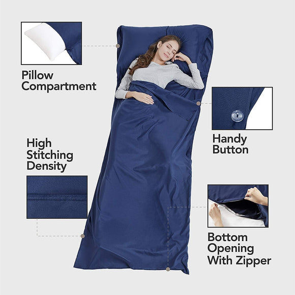 Schlafsack Mikrofaser mit Reißverschluss Leicht & Dünn Atmungsaktiv 230 x 105 cm