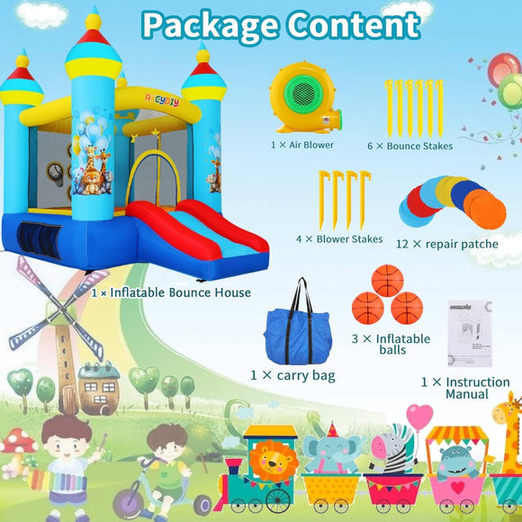 Hüpfburg Springburg für Kinder mit Rutsche 270 x 200 cm mit Gebläse Party Feier