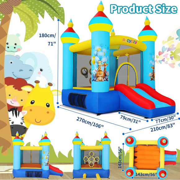 Hüpfburg Springburg für Kinder mit Rutsche 270 x 200 cm mit Gebläse Party Feier