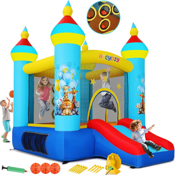 Hüpfburg Springburg für Kinder mit Rutsche 270 x 200 cm mit Gebläse Party Feier