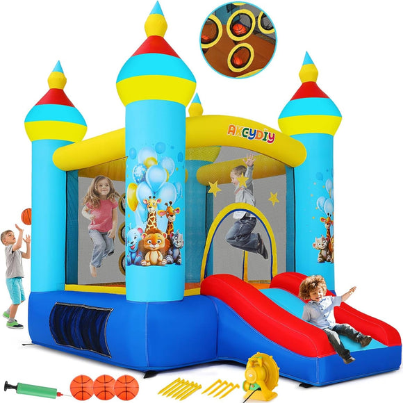 Hüpfburg Springburg für Kinder mit Rutsche 270 x 200 cm mit Gebläse Party Feier