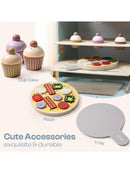 ROBUD Spielküchenofen für Kinder Kinderofen aus Holz mit Zubehör Cupcakes Pizza-7