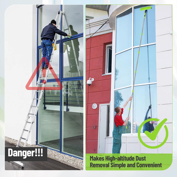 4m Fensterreiniger mit Langem Griff 2-in-1 Set Glaswischer Verstellbar