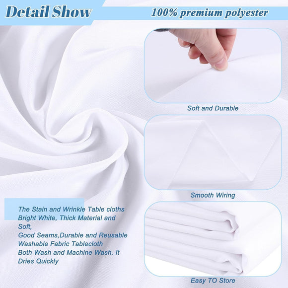 2er-Pack weiße Polyester-Tischdecken 152 × 260 cm Knitterfrei Abwaschbar Feier