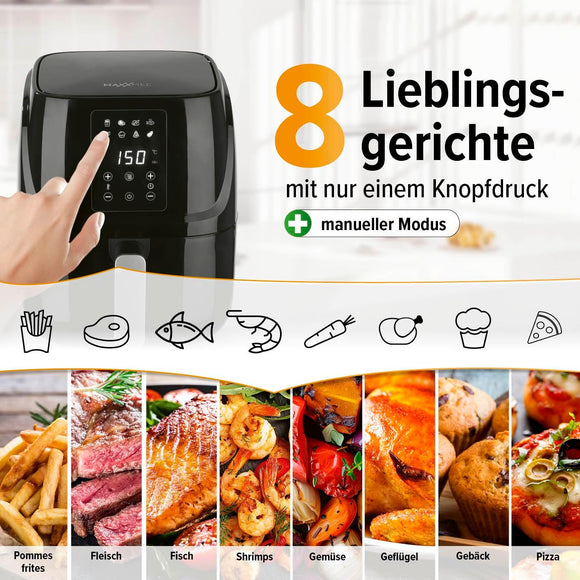 MAXXMEE Heißluft-Fritteuse Digital 3L Heißluftofen, Grill & Fritteuse 1300W