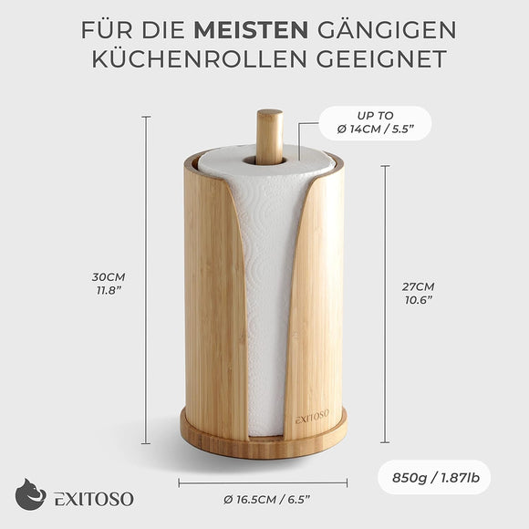 Exitoso Küchenrollenhalter Stehend Bambus Küchenpapier Rollenhalter