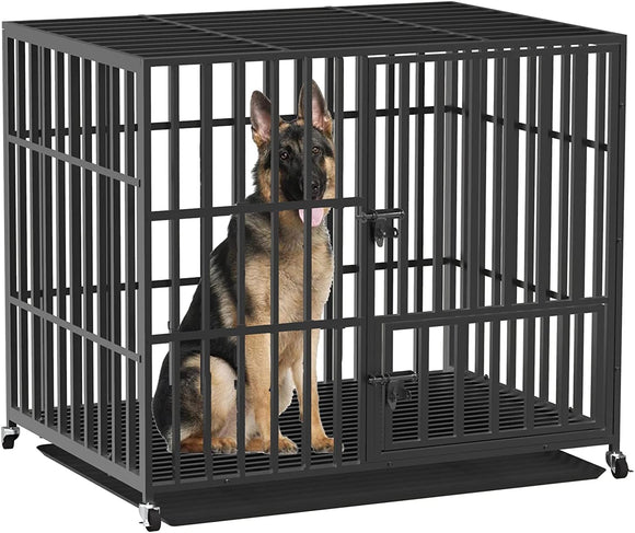 BingoPaw Hundekäfig XXL Transportbox Hundebox Metall mit 3 Türen und 4 Rollen