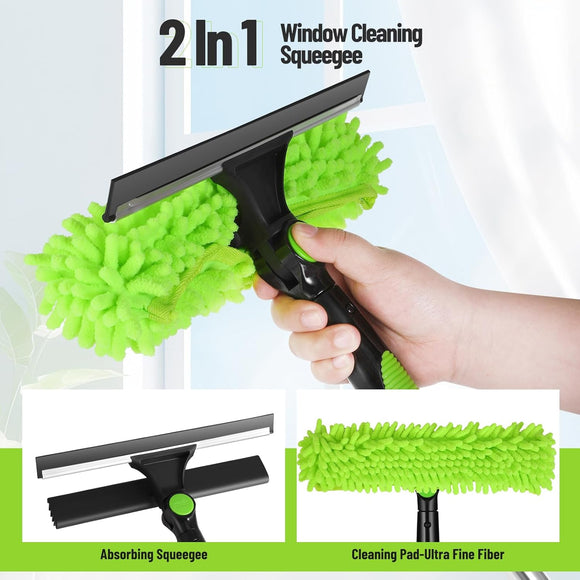 4m Fensterreiniger mit Langem Griff 2-in-1 Set Glaswischer Verstellbar