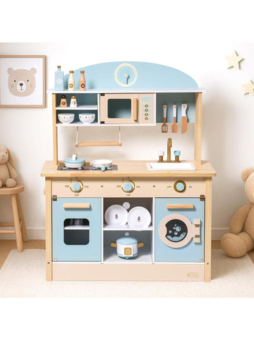 ROBUD Kinderküche Spielküchenset aus Holz für Kinder mit viel Zubehör