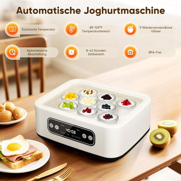 Probiotischer Joghurtbereiter mit 9 Glasbehältern 1600 ml Joghurtmaschine Küche