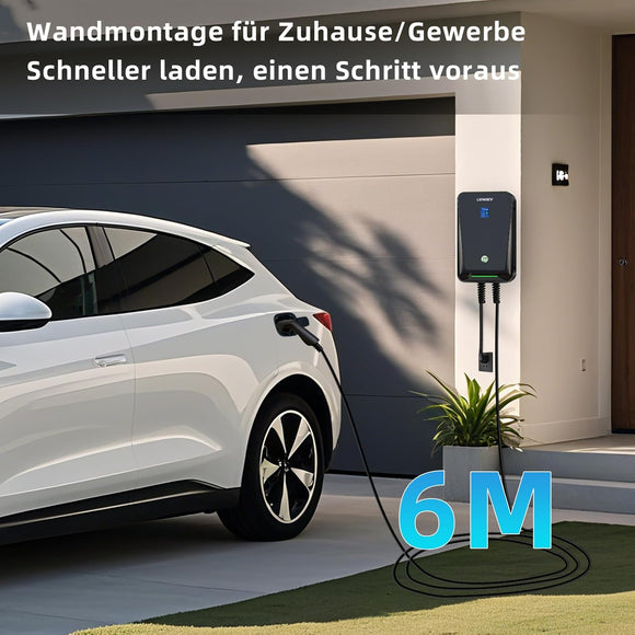 Wallbox Ladestation LCD-Anzeige 11kW 16A Dreiphasig EV Ladegerät Elektrofahrzeug