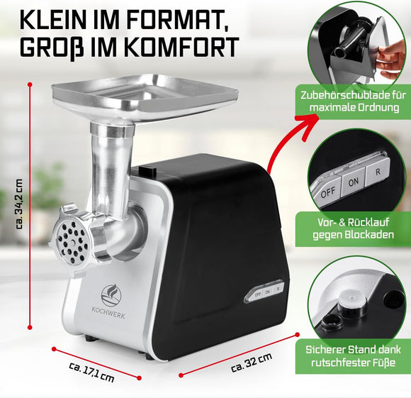 Kochwerk Fleischwolf Wurstmaschine Spritzgebäck Wurstfüller Zerkleinerer