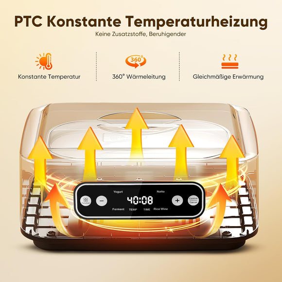 Probiotischer Joghurtbereiter mit 9 Glasbehältern 1600 ml Joghurtmaschine Küche
