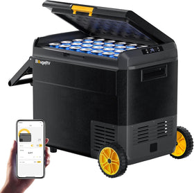 BougeRV CRS Kompressor Kühlbox 60L Griff Rollen Tragbar 230V Kühlschrank Camping