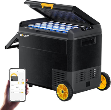 BougeRV CRS Kompressor Kühlbox 60L Griff Rollen Tragbar 230V Kühlschrank Camping
