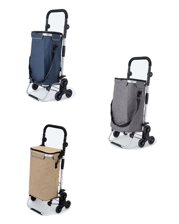 Einkaufstrolley mit abnehmbaren Taschen 40L Volumen Faltbar Treppensteigerrollen