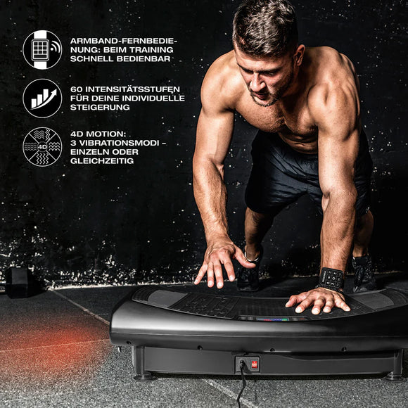 FitEngine 4D Vibrationsplatte Curved Design 60 Stufen Vibrationstrainer Fitness