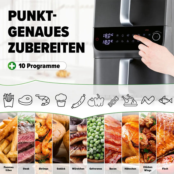 GOURMETmaxx Heißluftfritteuse Doppelkammer 10L