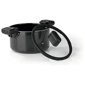 N8WERK Energiespartopf Schnellkochtopf 24 cm Aluminium Aluguss 5,8L Schwarz