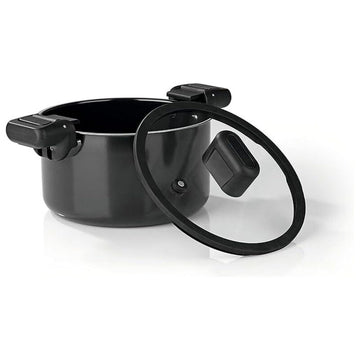 N8WERK Energiespartopf Schnellkochtopf 24 cm Aluminium Aluguss 5,8L Schwarz