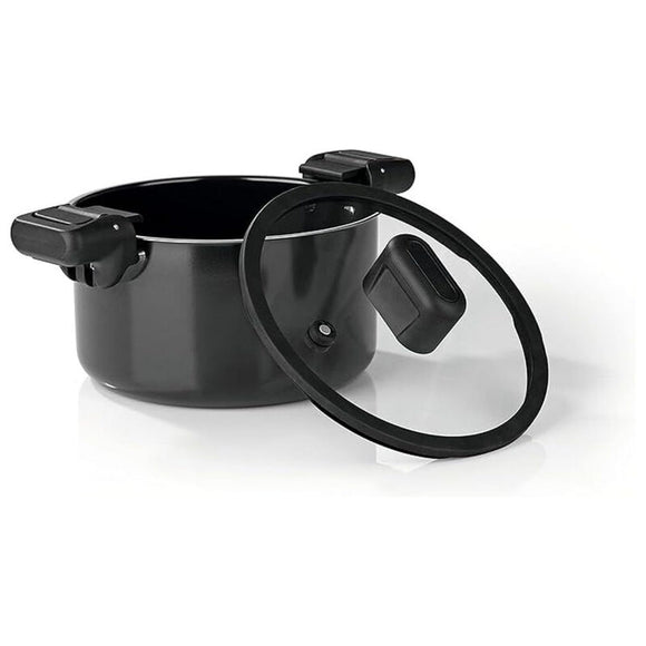 N8WERK Energiespartopf Schnellkochtopf 24 cm Aluminium Aluguss 5,8L Schwarz
