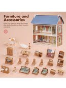 ROBUD 3 in 1 Puppenhaus aus Holz für Kinder mit Zubehör Möbel Geschenk-3