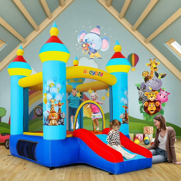 Hüpfburg Springburg für Kinder mit Rutsche 270 x 200 cm mit Gebläse Party Feier