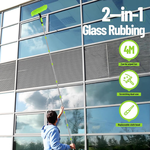 4m Fensterreiniger mit Langem Griff 2-in-1 Set Glaswischer Verstellbar
