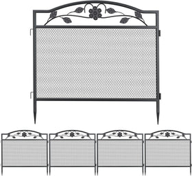XXL Beetzaun aus Metall 5-teilig Gartenzaun Beetumrandung 80x80 cm hoch Schwarz