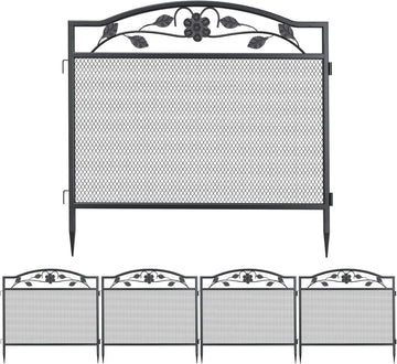 XXL Beetzaun aus Metall 5-teilig Gartenzaun Beetumrandung 80x80 cm hoch Schwarz