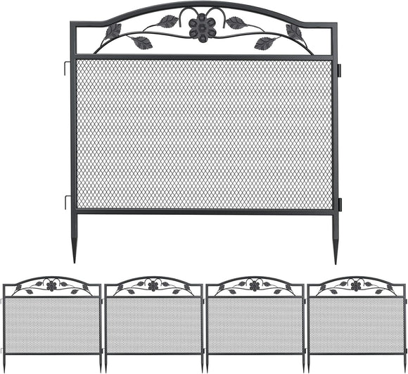 XXL Beetzaun aus Metall 5-teilig Gartenzaun Beetumrandung 80x80 cm hoch Schwarz