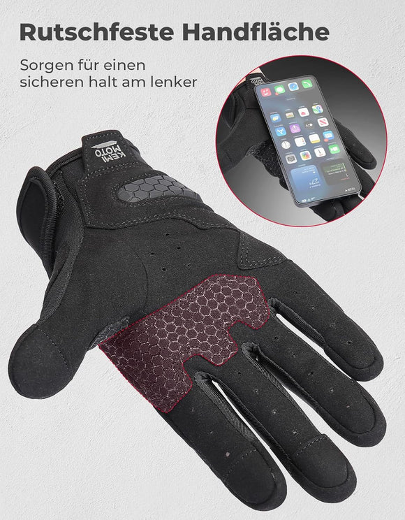 Motorrad Handschuhe Herren PU-Schaum Motorradhandschuhe Touchscreen Anti-Rutsch