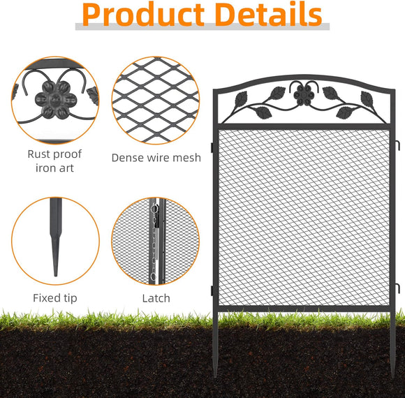XXL Beetzaun aus Metall 5-teilig Gartenzaun Beetumrandung 110cm hoch Schwarz