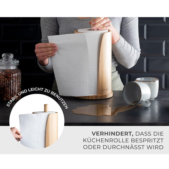 Exitoso Küchenrollenhalter Stehend Bambus Küchenpapier Rollenhalter
